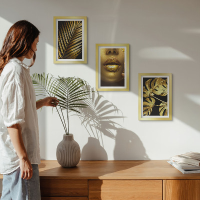 Mur de cadres Feuilles de palmier visage de femme feuilles de monstera