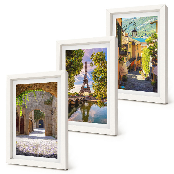 Lot de 3 tableaux De belles rues, une architecture historique, la tour Eiffel