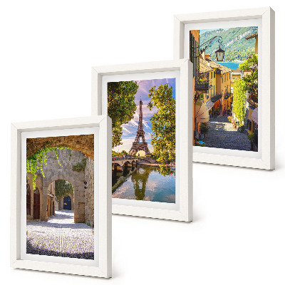 Lot de 3 tableaux De belles rues, une architecture historique, la tour Eiffel