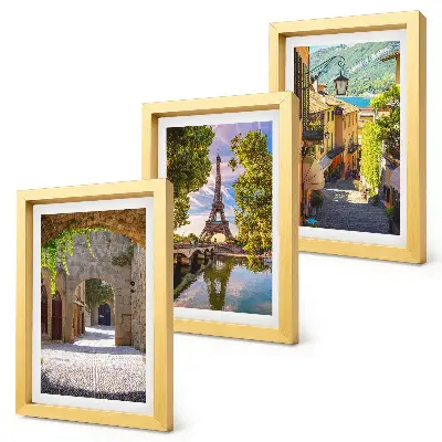 Lot de 3 tableaux représentant de belles rues, une architecture historique et la tour Eiffel