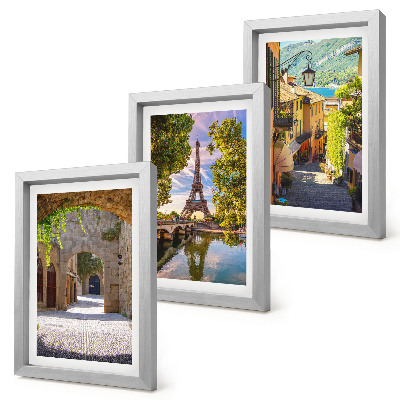 Lot de 3 tableaux De belles rues, une architecture historique, la tour Eiffel