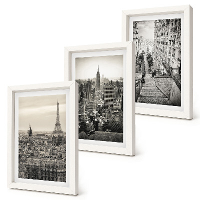 Lot de 3 tableaux Vues sur les villes de Paris et New York et charmant escalier