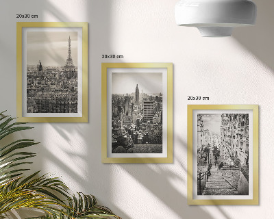 Lot de 3 tableaux Vues sur les villes de Paris et New York et charmant escalier