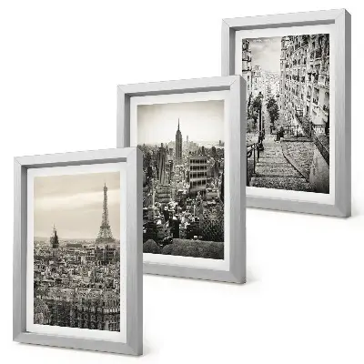 Lot de 3 tableaux représentant des vues sur Paris et New York ainsi qu'un charmant escalier