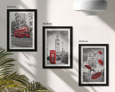 Lot de 3 tableaux Des touches de rouge et des bâtiments londoniens célèbres