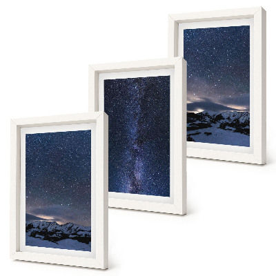 Ensemble de 3 tableaux Ciel nocturne étoilé et paysage montagneux