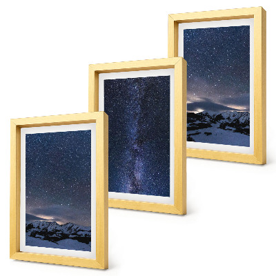 Ensemble de 3 tableaux Ciel nocturne étoilé et paysage montagneux