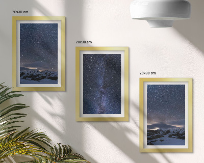 Ensemble de 3 tableaux Ciel nocturne étoilé et paysage montagneux