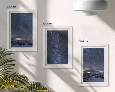 Ensemble de 3 tableaux Ciel nocturne étoilé et paysage montagneux