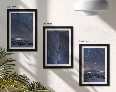 Ensemble de 3 tableaux Ciel nocturne étoilé et paysage montagneux