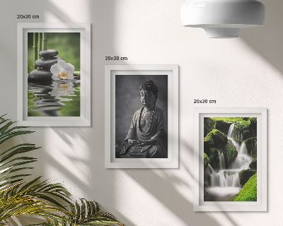 Mur de cadres Peintures zen relaxantes avec de l'eau, des pierres et Bouddha