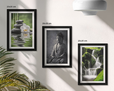 Mur de cadres Peintures zen relaxantes avec de l'eau, des pierres et Bouddha
