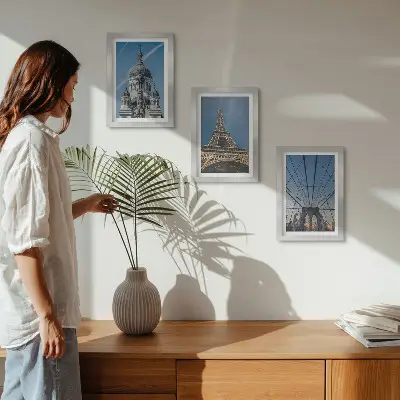 Ensemble de 3 tableaux représentant des bâtiments célèbres de différentes villes du monde