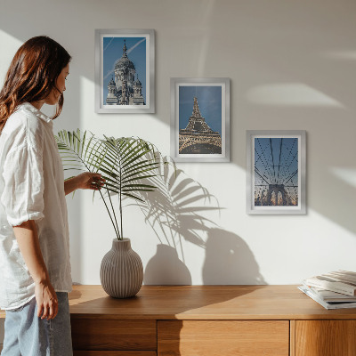 Ensemble de 3 tableaux Vues de bâtiments célèbres de différentes villes du monde entier