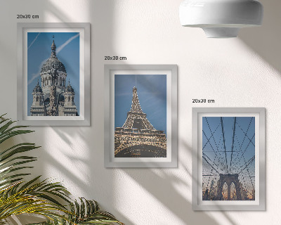 Ensemble de 3 tableaux Vues de bâtiments célèbres de différentes villes du monde entier