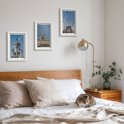 Ensemble de 3 tableaux Vues de bâtiments célèbres de différentes villes du monde entier