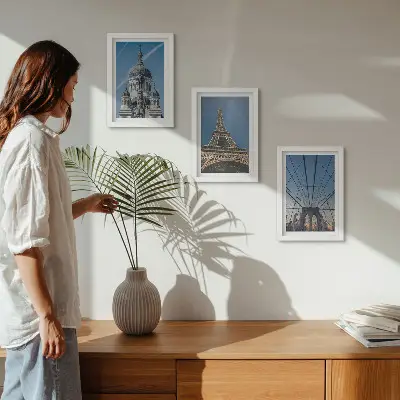Ensemble de 3 tableaux représentant des bâtiments célèbres de différentes villes du monde