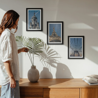Ensemble de 3 tableaux Vues de bâtiments célèbres de différentes villes du monde entier