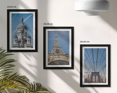 Ensemble de 3 tableaux Vues de bâtiments célèbres de différentes villes du monde entier