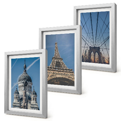 Ensemble de 3 tableaux Vues de bâtiments célèbres de différentes villes du monde entier