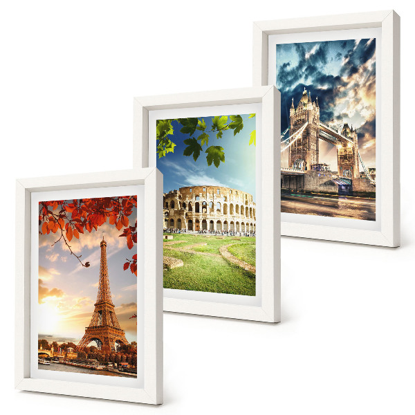 Ensemble de 3 tableaux Monuments d'Europe aux couleurs chaudes du paysage