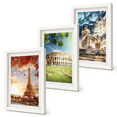 Ensemble de 3 tableaux représentant des monuments d'Europe aux couleurs chaudes du paysage