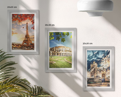 Ensemble de 3 tableaux Monuments d'Europe aux couleurs chaudes du paysage