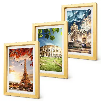 Ensemble de 3 tableaux représentant des monuments d'Europe aux couleurs chaudes du paysage