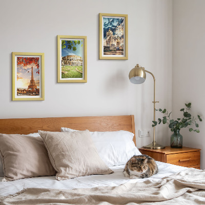 Ensemble de 3 tableaux Monuments d'Europe aux couleurs chaudes du paysage
