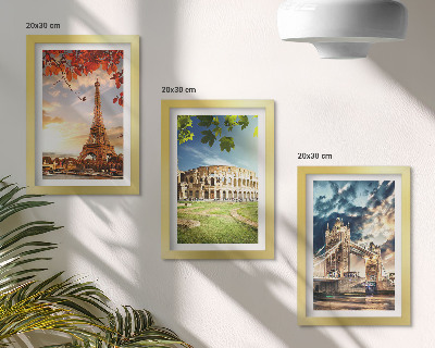 Ensemble de 3 tableaux Monuments d'Europe aux couleurs chaudes du paysage