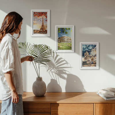 Ensemble de 3 tableaux Monuments d'Europe aux couleurs chaudes du paysage