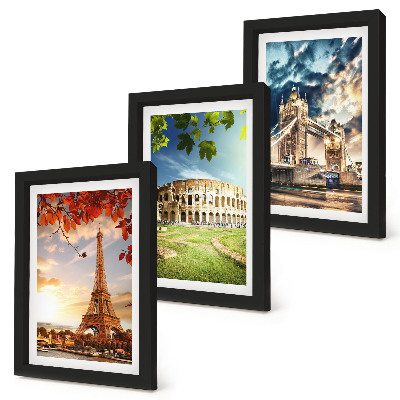 Ensemble de 3 tableaux Monuments d'Europe aux couleurs chaudes du paysage