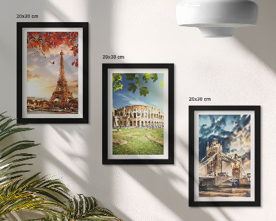 Ensemble de 3 tableaux Monuments d'Europe aux couleurs chaudes du paysage