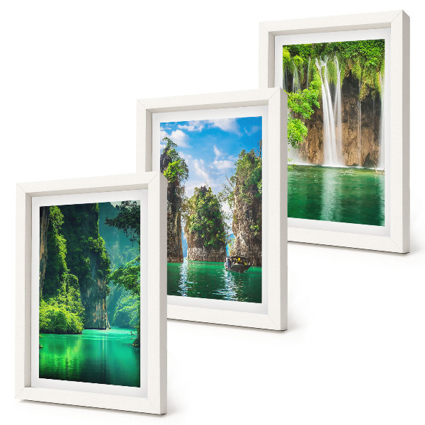 Mur de cadres Paysages verdoyants avec cascades et rochers