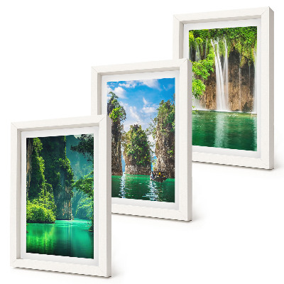 Mur de cadres Paysages verdoyants avec cascades et rochers
