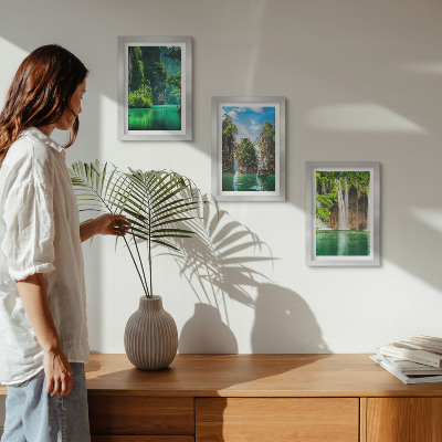 Mur de cadres Paysages verdoyants avec cascades et rochers