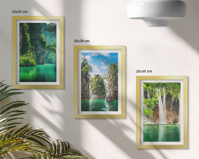 Mur de cadres Paysages verdoyants avec cascades et rochers