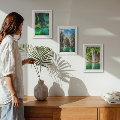 Mur de cadres Paysages verdoyants avec cascades et rochers