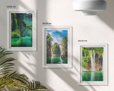 Mur de cadres Paysages verdoyants avec cascades et rochers