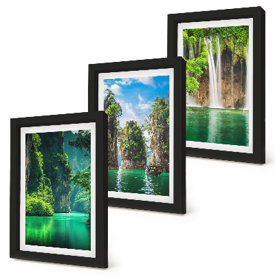 Mur de cadres Paysages verdoyants avec cascades et rochers