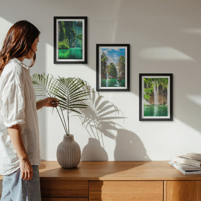 Mur de cadres Paysages verdoyants avec cascades et rochers