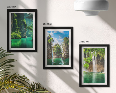 Mur de cadres Paysages verdoyants avec cascades et rochers