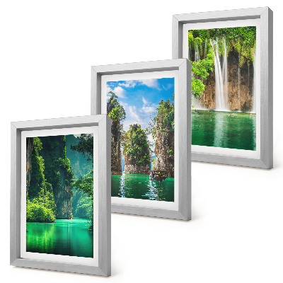 Mur de cadres Paysages verdoyants avec cascades et rochers