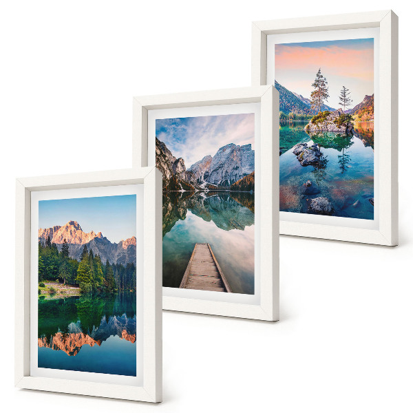 Mur de cadres Lacs de montagne avec reflets dans l'eau et la forêt