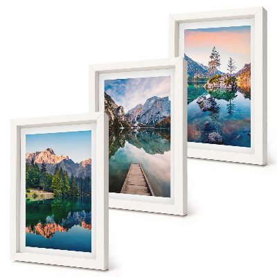 Mur de cadres Lacs de montagne avec reflets dans l'eau et la forêt