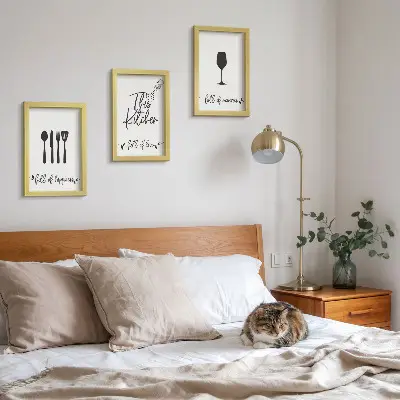 Lot de 3 tableaux avec motifs d'ustensiles de cuisine et inscriptions