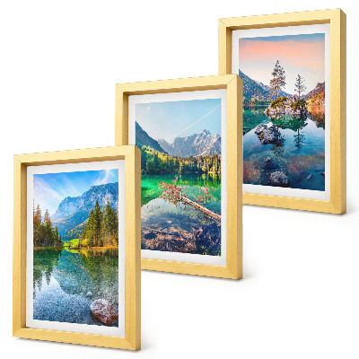 Ensemble de 3 tableaux Lacs de montagne avec eau et paysages naturels environnants