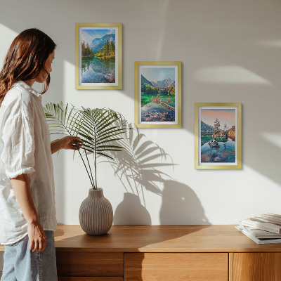 Ensemble de 3 tableaux Lacs de montagne avec eau et paysages naturels environnants