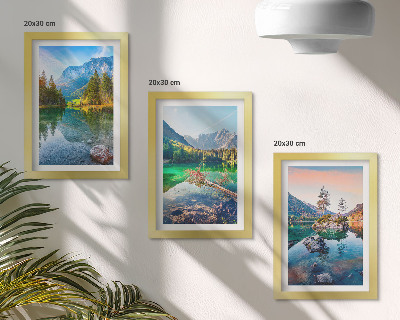 Ensemble de 3 tableaux Lacs de montagne avec eau et paysages naturels environnants