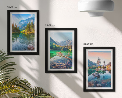 Ensemble de 3 tableaux Lacs de montagne avec eau et paysages naturels environnants